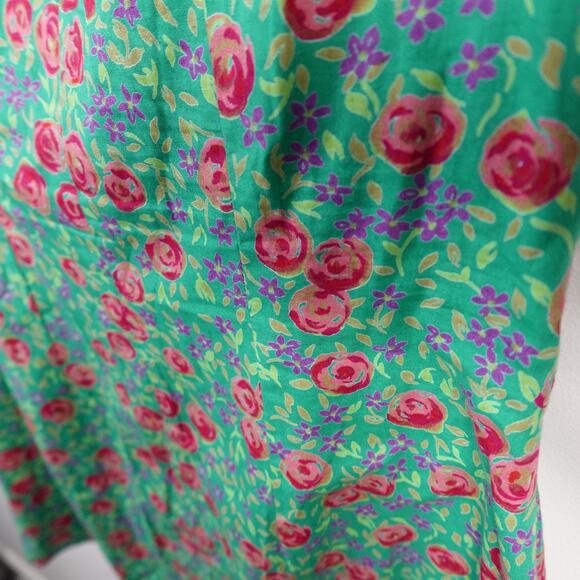 Vintage Plenty by Tracy Reese Green Floral Crystal Beaded Cotton Mini Dress 8 - Picture 15 of 16